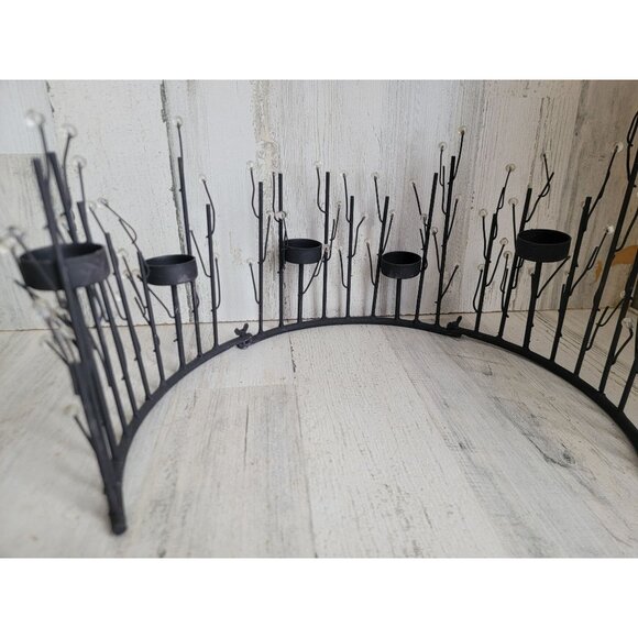 Metal unique black branch tree line tealight candle holder - Picture 2 of 6